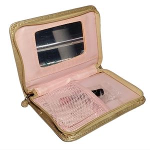NEW Mary Kay Gold Zip-Up Beauty Case with Mini Nourishine Lip Gloss